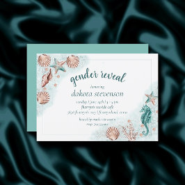 Invitación Moda costera | Ducha de algodón Verde azulada y co
