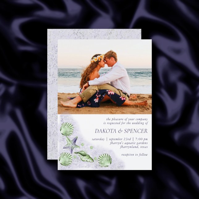 Invitación Moda costera | Foto de Boda verde púrpura y lima (Subido por el creador)