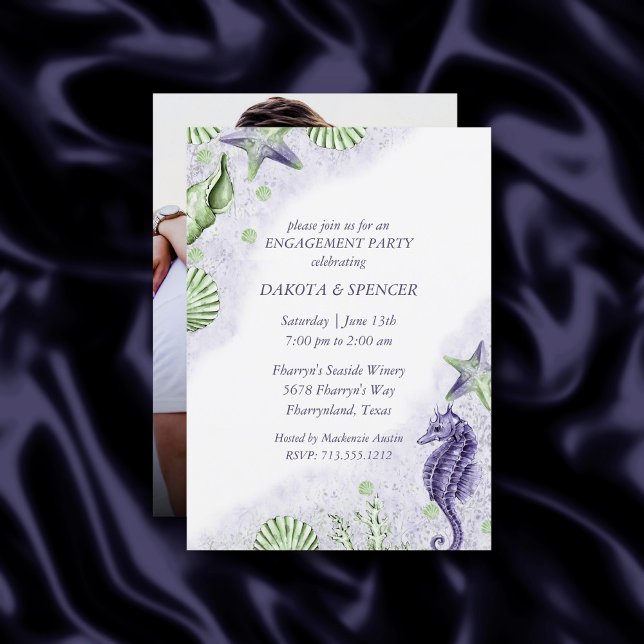 Invitación Moda costera | Foto del partido Purple Green Engag (Subido por el creador)
