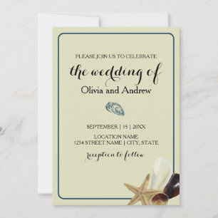 Invitación Moda costera Minimalista arena azul