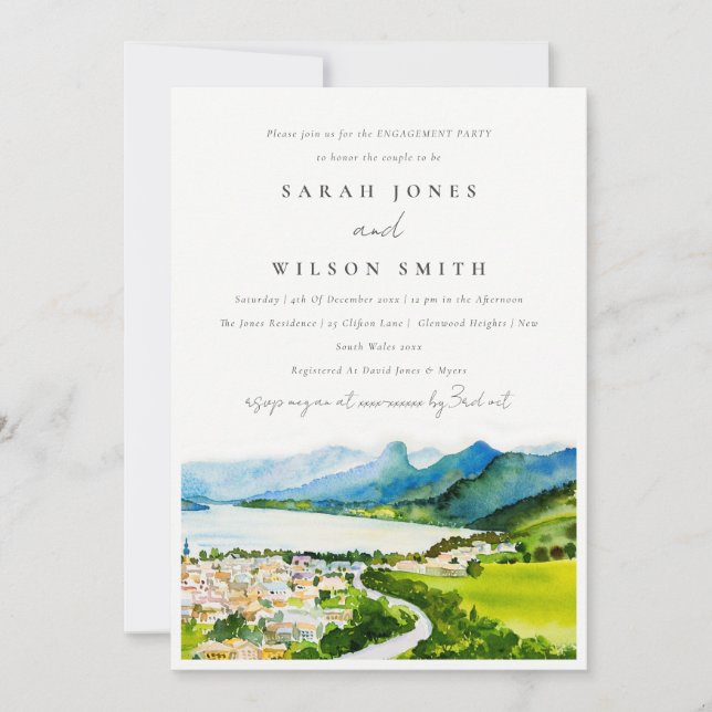 Invitación Moda Country Countryside Lake Village Landscape En (Anverso)