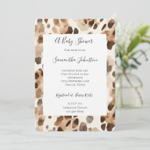 Invitación Moda Cream Brown Leopard Animal Print Baby Shower
