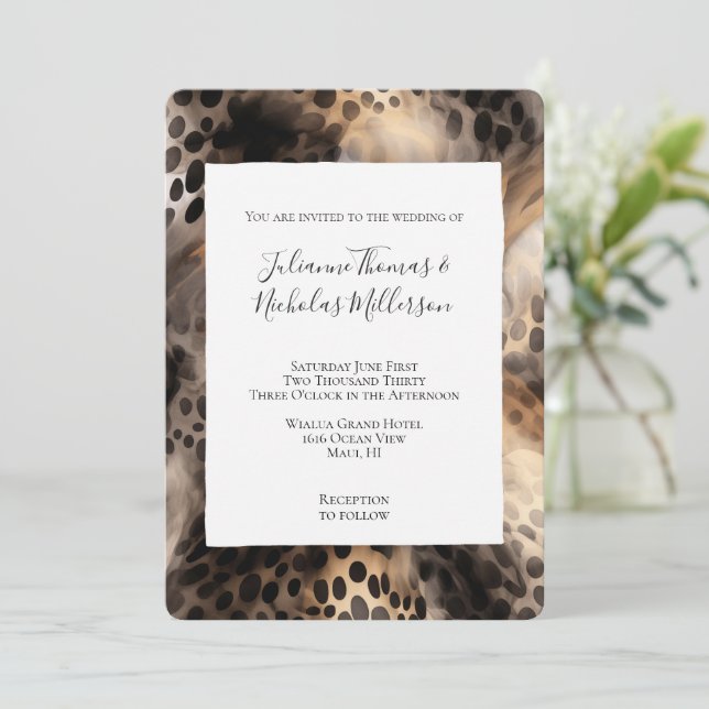 Invitación Moda Crema Negra Leopardo Boda de animales (Anverso de pie)