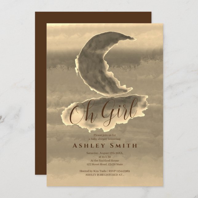 Invitación Moda Crescsent Baby Shower (Anverso / Reverso)