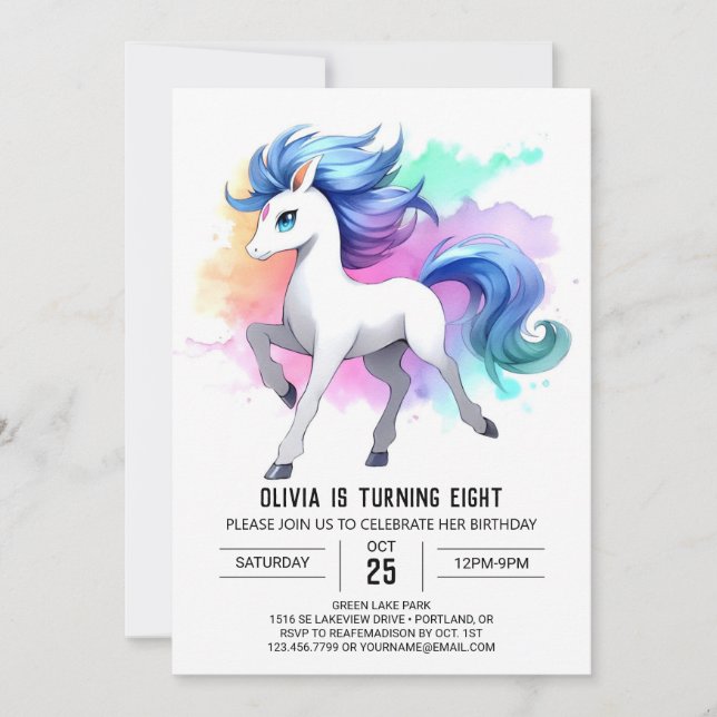 Invitación Moda Cumpleaños Imprimible de Caballo (Anverso)