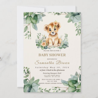 Invitación Moda Cute Lionesa Club y Chica de Verdor Baby Shov