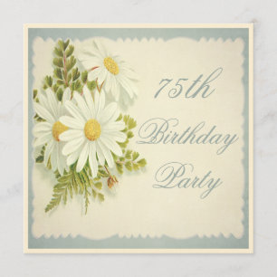 Invitación Moda Daisies Vintage 75 cumpleaños