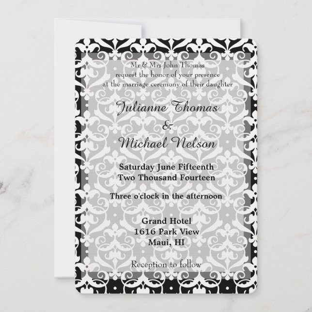 Invitación Moda Damask Wedding (Anverso)