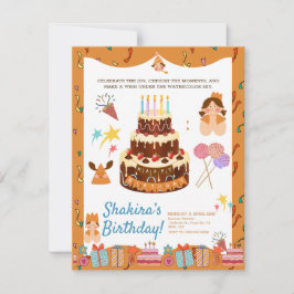 Invitación Moda de acuarela con encanto caprichoso cumpleaños