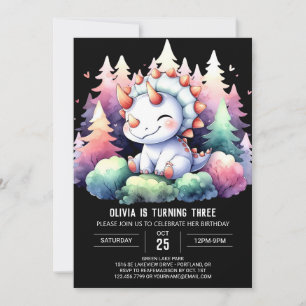 Invitación Moda de acuarela Triceratops Cumpleaños