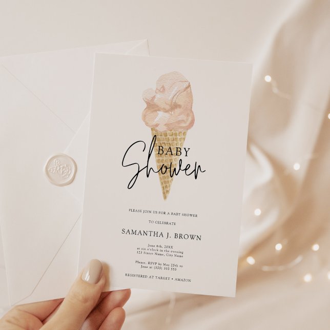 Invitación Moda de agua moderna Ice Cream Baby Shower (Subido por el creador)