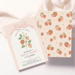 Invitación Moda de algodón Berry Sweet Strawberry Birthday Ch