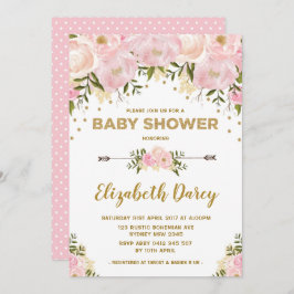 Invitación Moda de algodón Rubor Gold Floral Baby Shower