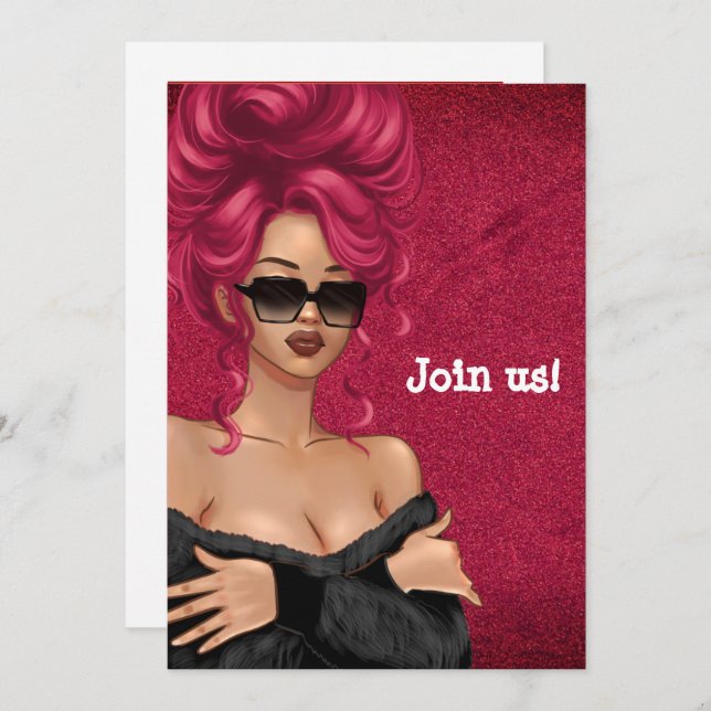 Invitación Moda de ánimo de verano Bachelorette Red Haired (Anverso / Reverso)