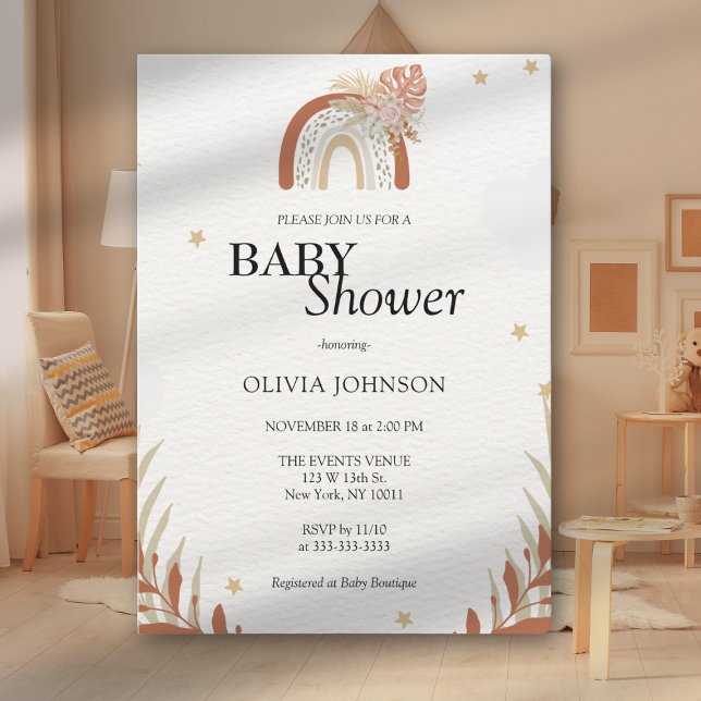 Invitación Moda de Boho de Flores Silvestres Baby Shower neut (Subido por el creador)