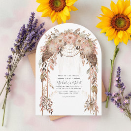 Invitación Moda de Boho Rústico Boda Occidental Código QR