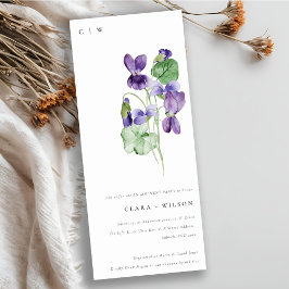 Invitación Moda de bonito Monograma Violeta Compromiso Floral