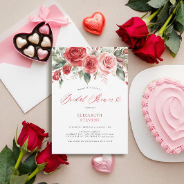 Invitación Moda de caligrafía de rosas rojas de San Valentín 