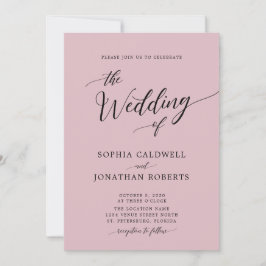 Invitación Moda de caligrafía de todo en uno Boda Rosa polvor