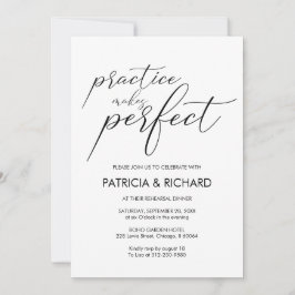 Invitación Moda de cena de ensayo boda blanco y negro