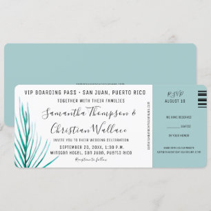 Invitación Moda de color de agua de la palma Boda de destino