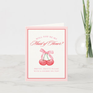 Invitación Moda de Coquette Bow  Cherry Maid of Honor Propues