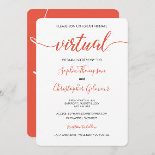 Invitación Moda de coral Personalizado simple Boda VIRTUAL en
