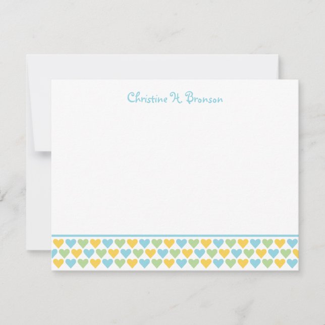 Invitación Moda de corazones amarillos azules personalizado c (Anverso)