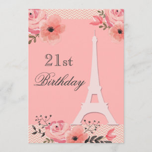 Invitación moda de cumpleaños 21 Torre Eiffel de París
