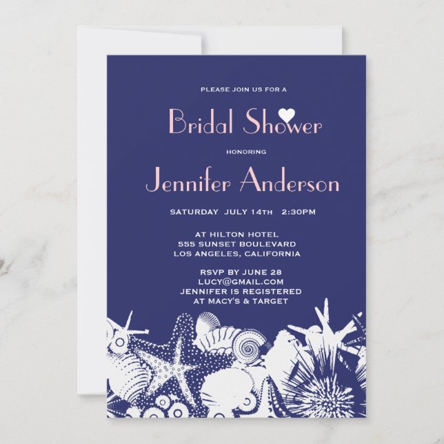 Invitación Moda de  de la Marina de Amor Oceánico (Anverso)