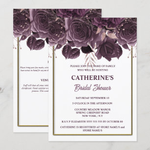 Invitación Moda de ducha de color marrón dorado rosa blanco c