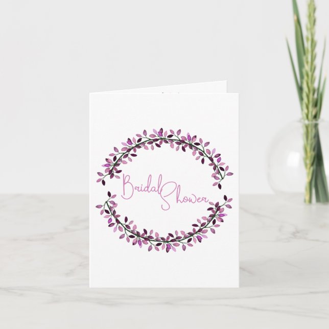 Invitación Moda de ducha nupcial Personalizado Violet Leafy W (Anverso)