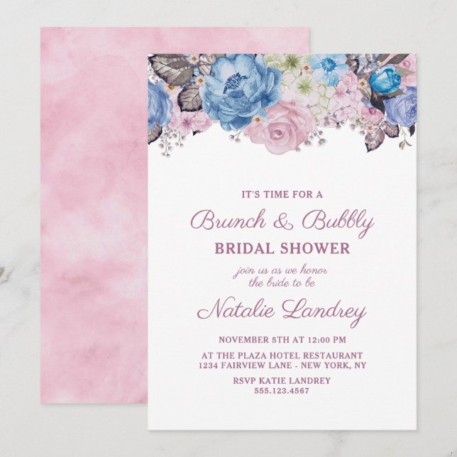 Invitación Moda de encanto parisino Brunch & Bubbly Bridal Sh (Anverso / Reverso)