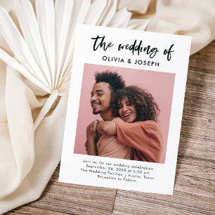 Invitación Moda de escritura y foto casual   Boda