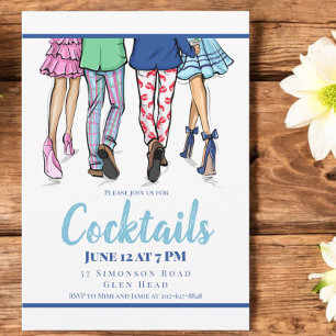 Invitación Moda de fiesta de cóctel parejas langosta elegante