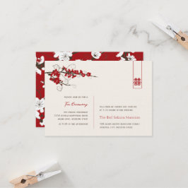 Invitación Moda de flores de cerezo rojas - Recepción de boda