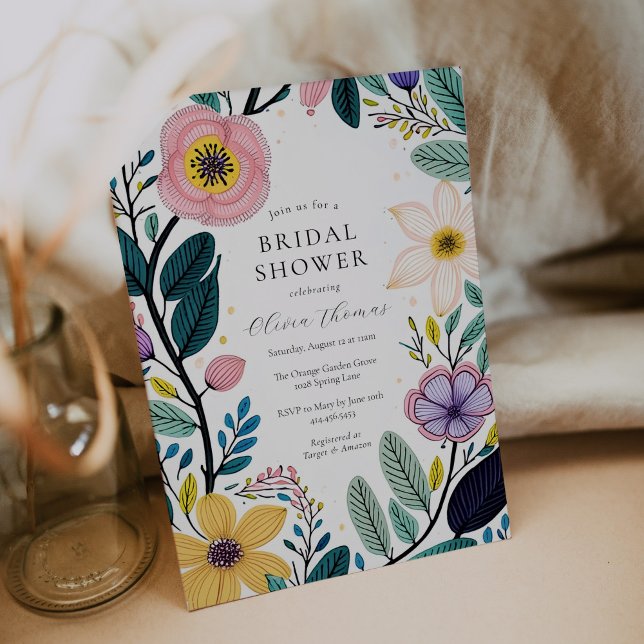 Invitación Moda de flores silvestres ducha de novia (Subido por el creador)