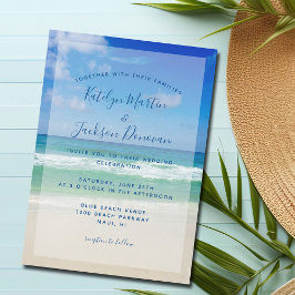 Invitación Moda de fotos de olas oceánicas Boda azul de playa