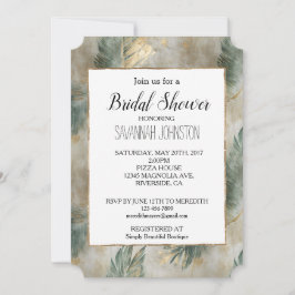 Invitación Moda de Glam Verde Oro Tropical Sale Ducha Bridal
