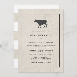 Invitación Moda de granjas | Madera blanca con Boda de vaca