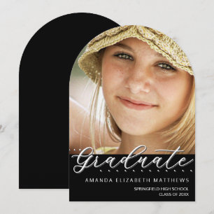 Invitación Moda de guion elegante con arcos de fotos Graduaci