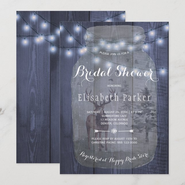 Invitación Moda de invierno Rústica Barn Wood Bridal Shower (Anverso / Reverso)