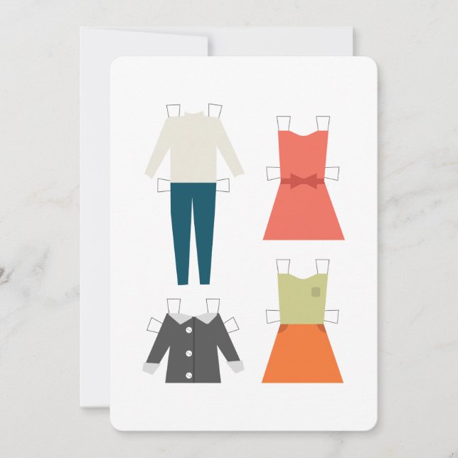 Invitación Moda de la muñeca de papel (Anverso)