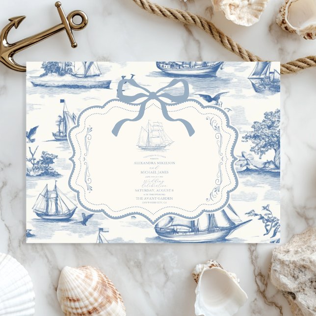 Invitación Moda de la tela Boda Nautical Bow (Subido por el creador)