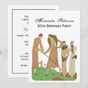 Invitación Moda de los años 20 Damas Elegantes Jugando Golf