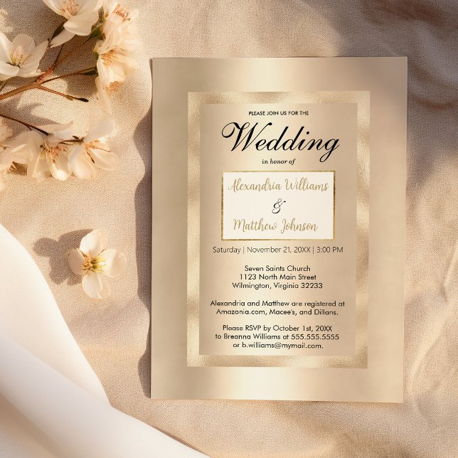 Invitación Moda de lujo champán blanco glamour Boda (Luxury chic white champagne gold glamour Wedding )