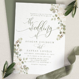 Invitación Moda De Marfil Y Sage Elegante Boda Floral