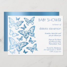 Invitación Moda de mariposa | Classic Blue Shine Baby Shower
