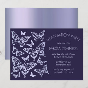 Invitación Moda de mariposa   Graduación de violeta púrpura d