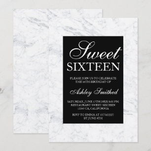 Invitación Moda de mármol blanco y negro de la ropa Sweet 16